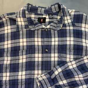 Levi Strauss Vintage Blue Plaid Long Sleeve Button Up Cotton Shirt‎ Sz Men's XL